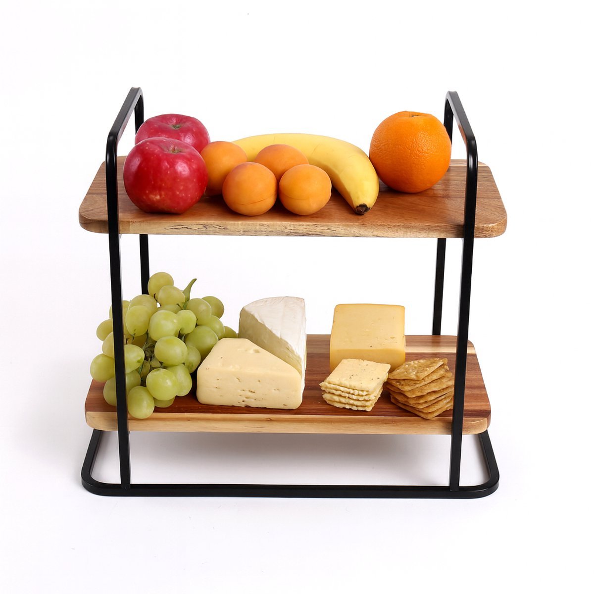 Cheffinger Etagère - 2 - laags - Bamboe - Fruitschaal - Fruitmand - 2x Dienbladen - TEKZEN