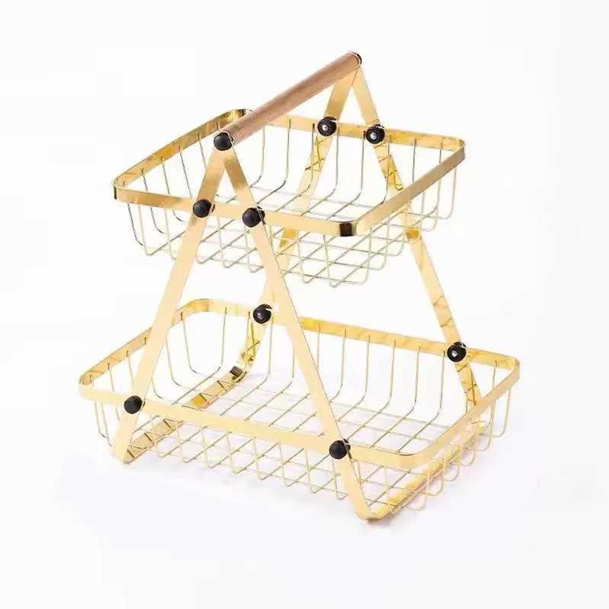 Cheffinger Etagère - 2 Laags - Goud - Fruitmand - Fruitmand Metaal - Etagère - Decoratie Schaal - Fruitschaal - TEKZEN