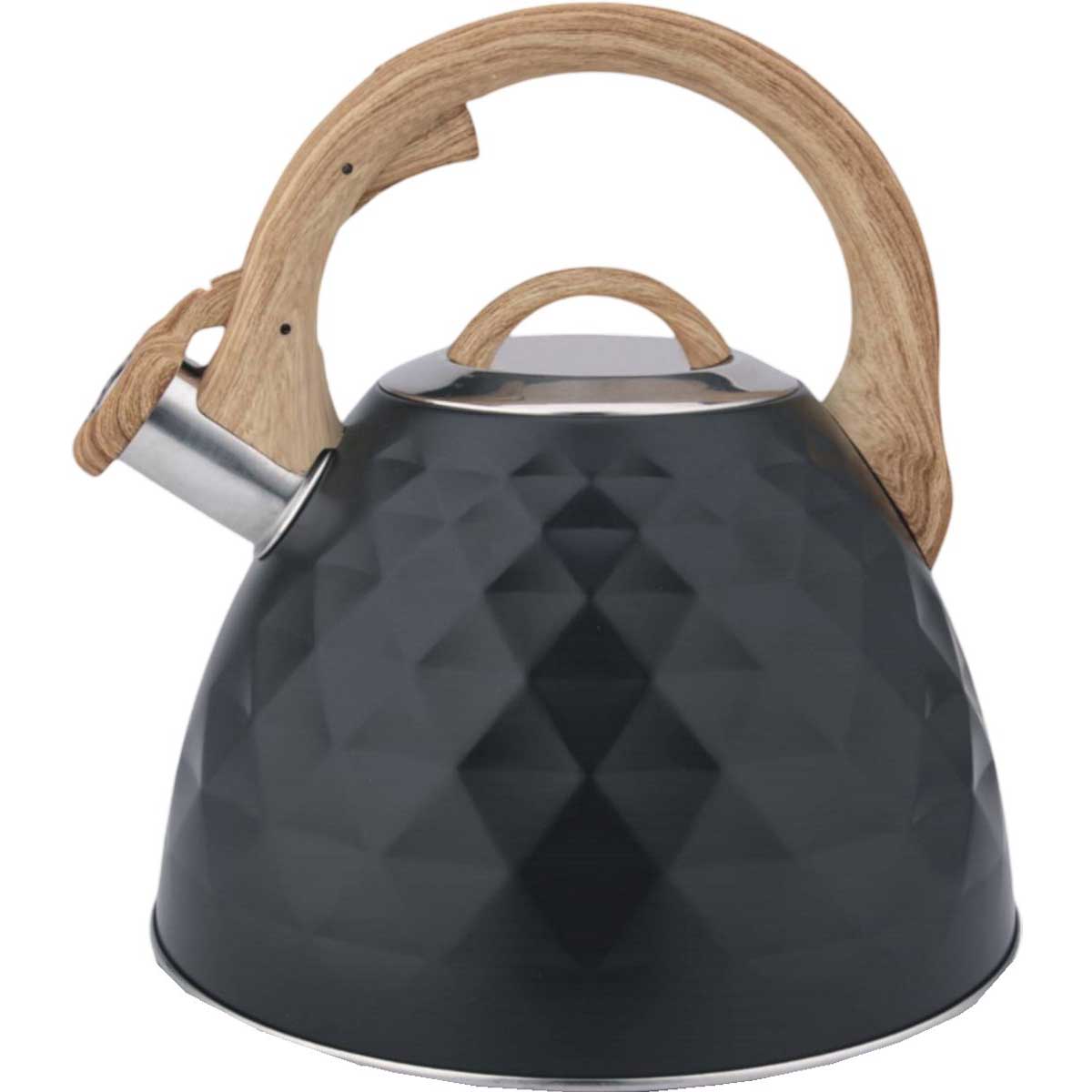 Cheffinger Flötenkessel 3L Induktion Edelstahl Schwarz