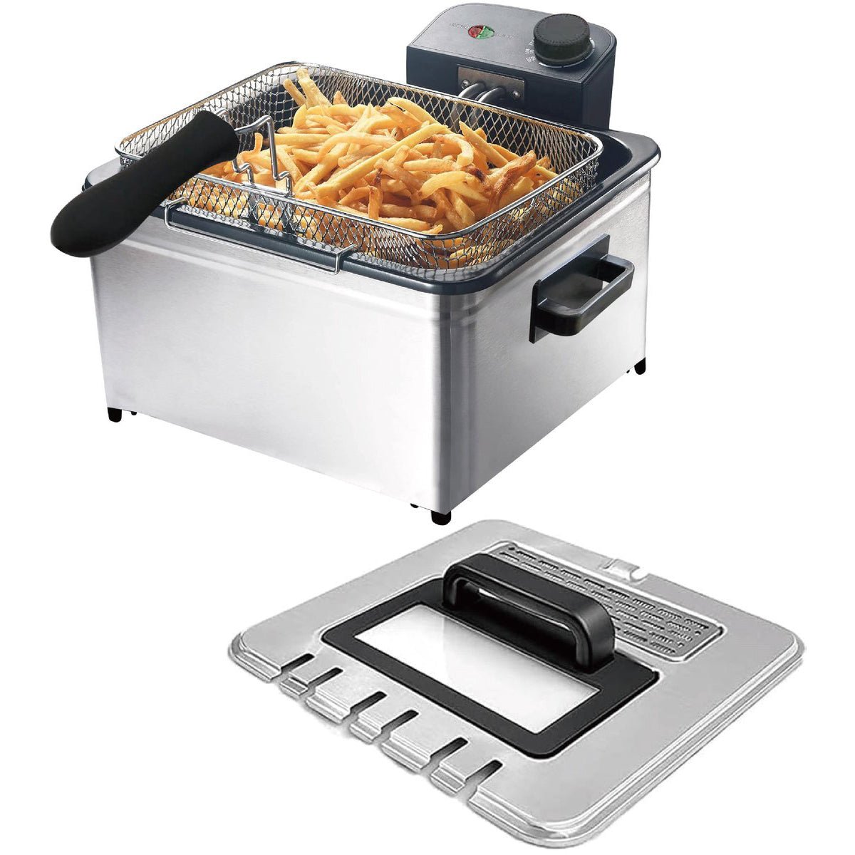 Cheffinger Friteuse - RVS - 2000W - Met Kijkvenster & Uitneembare Frituurmand - Frituurpan - TEKZEN