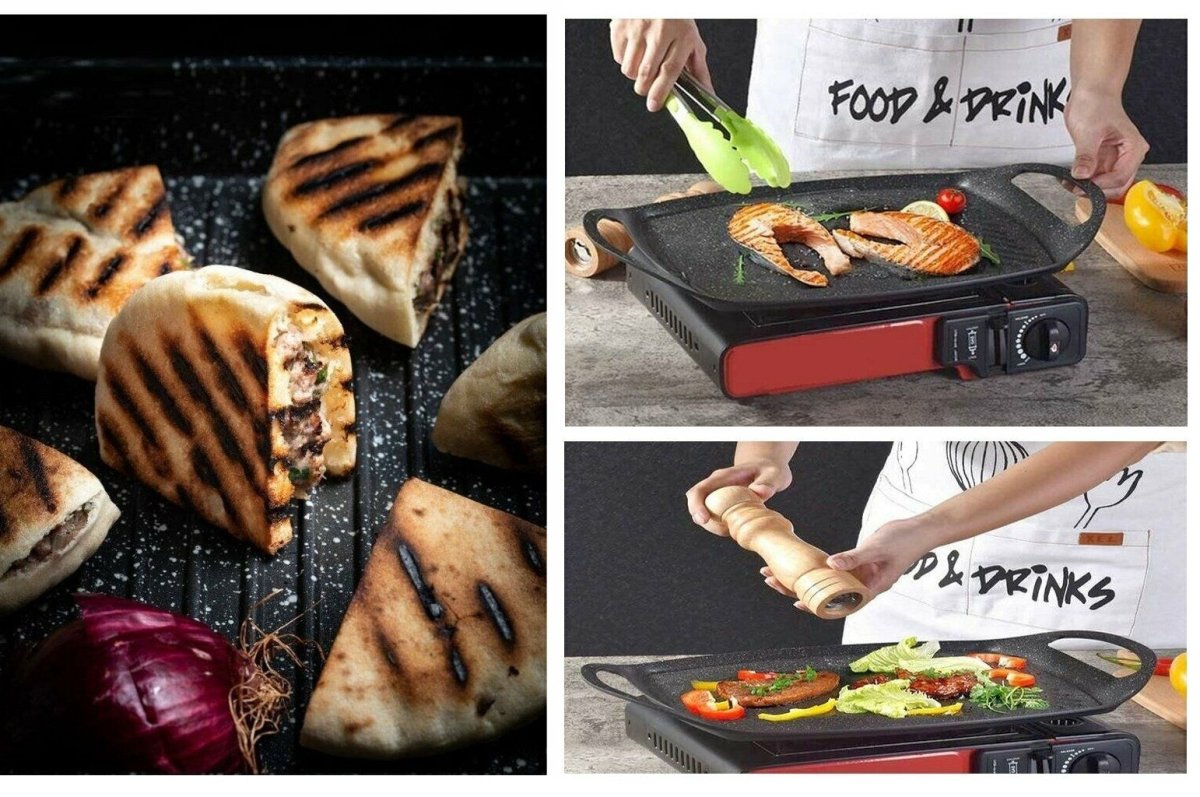 Cheffinger Grillplaat XXL - 47cm - Zwart - Inductie - Grillpan - TEKZEN