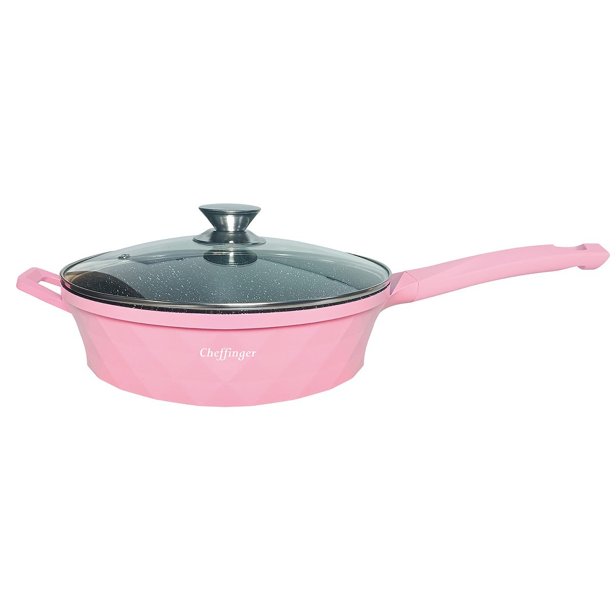 Cheffinger Hapjespan met Deksel - 28cm - Roze - Inductie - Diamond - TEKZEN