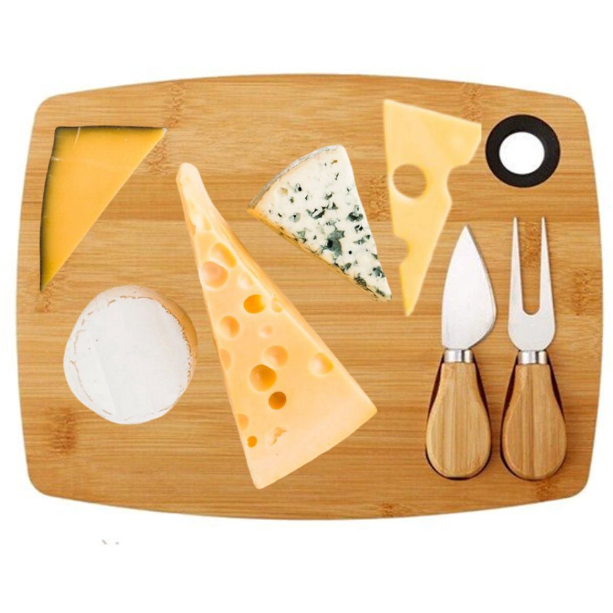 Cheffinger Kaasplank met 2 Kaasmessen - Bamboe - Kaasplankje - Serveerplank - TEKZEN