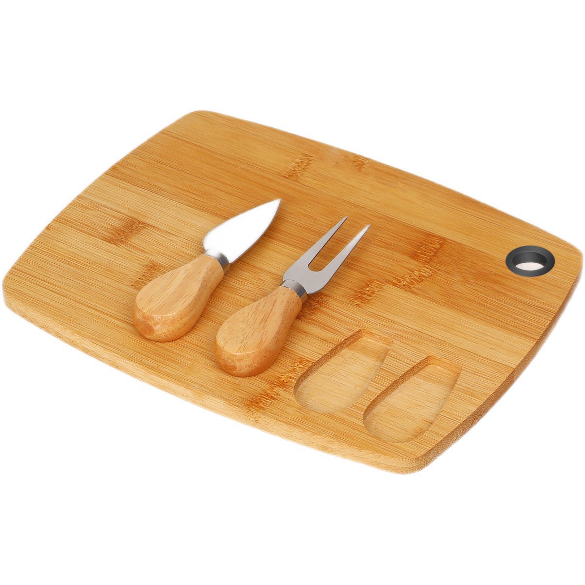 Cheffinger Kaasplank met 2 Kaasmessen - Bamboe - Kaasplankje - Serveerplank - TEKZEN