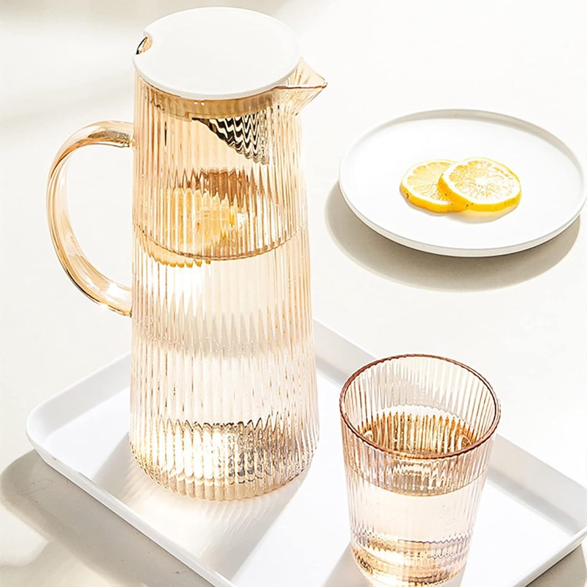 Cheffinger Karaf Set – 1,35L met 6 Glazen (260ml) | Stijlvol en Praktisch - TEKZEN