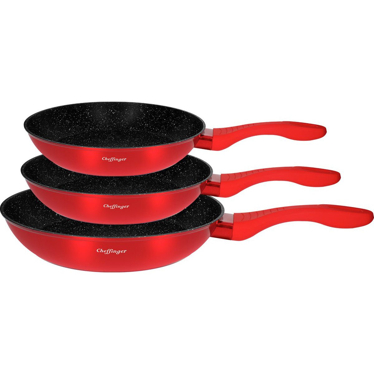 Cheffinger Koekenpannenset - 3 - delig - Koekenpan Ø 20/24/28 cm - Inductie - TEKZEN