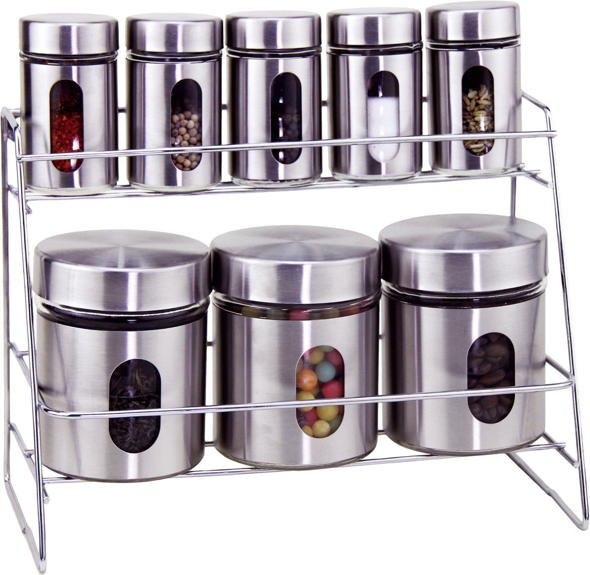 Cheffinger Kruidenrek met 8 Potjes - RVS - TEKZEN