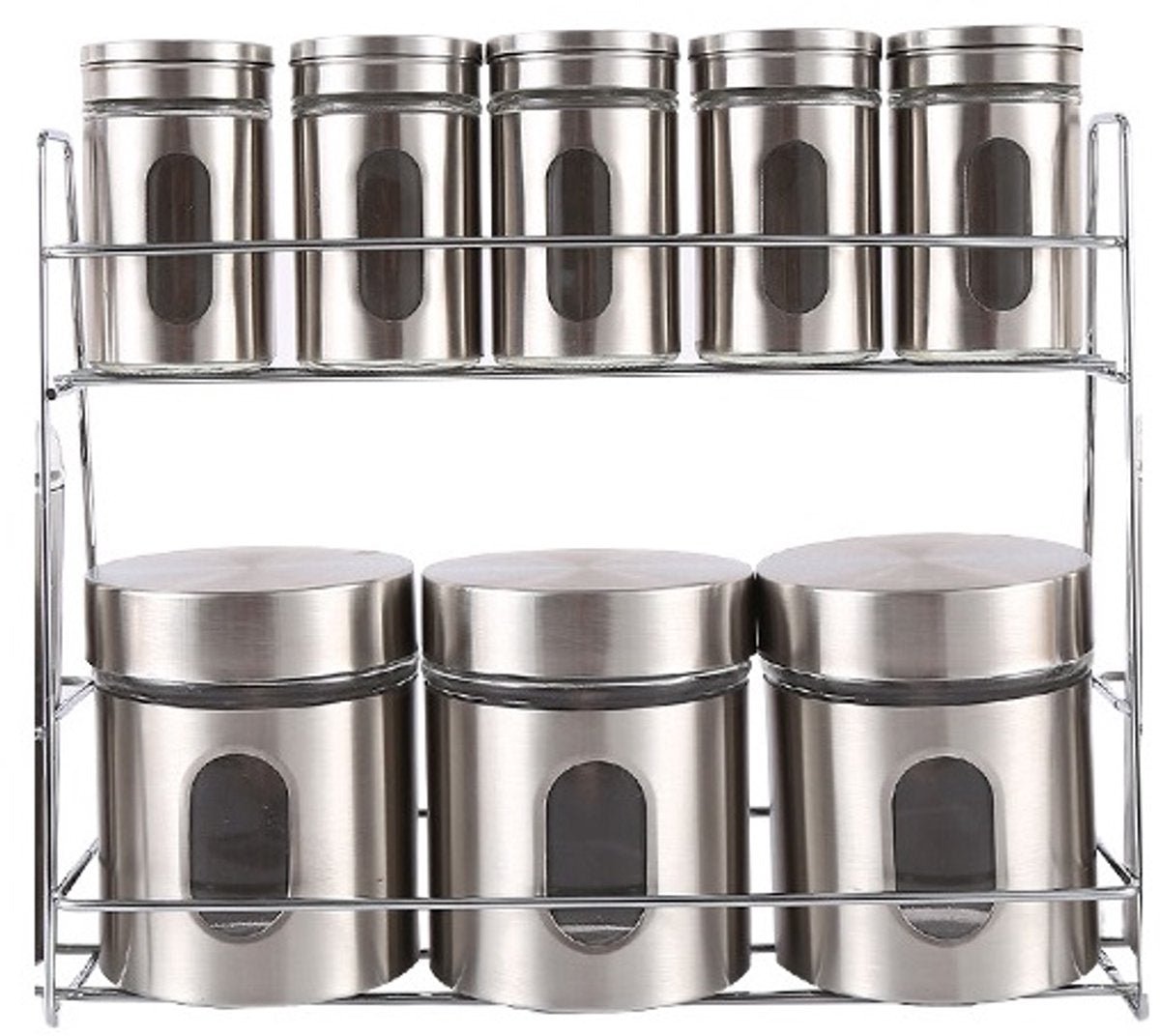 Cheffinger Kruidenrek met 8 Potjes - RVS - TEKZEN