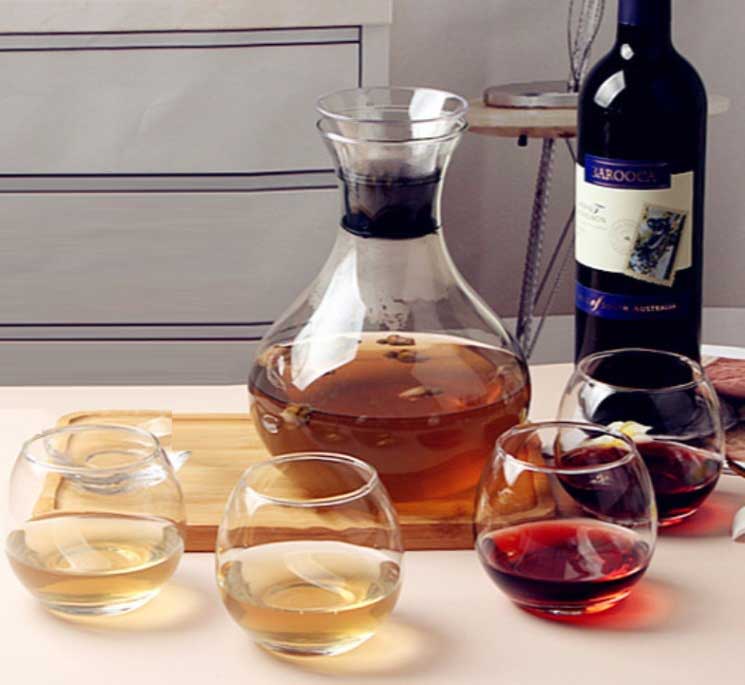 Cheffinger Luxe Karaf met 4 Glazen - 5 - delig - TEKZEN