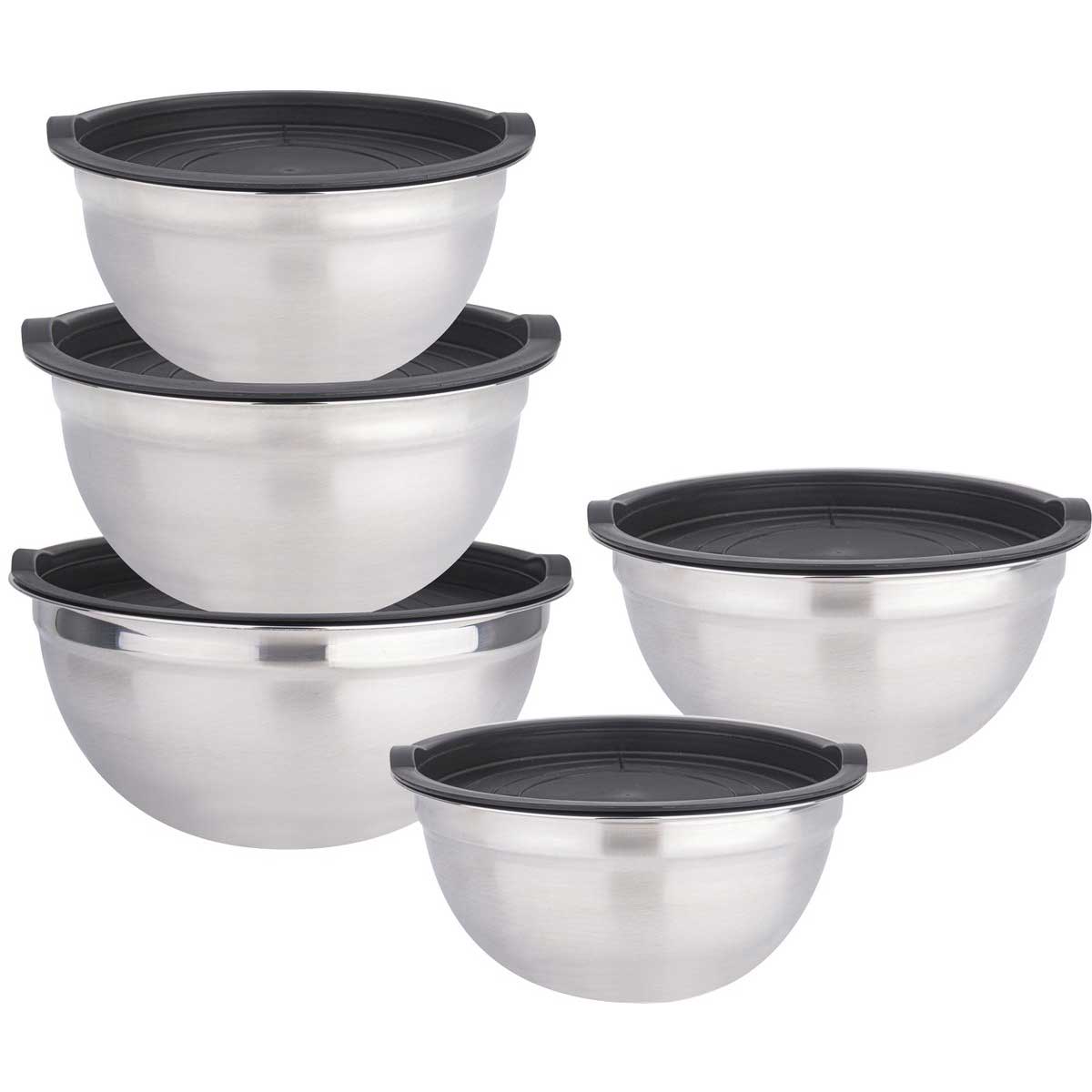 Cheffinger Mengkom - Set van 5 Keukenkommen met Deksels - 16/18/20/22/24cm - Kommenset - TEKZEN