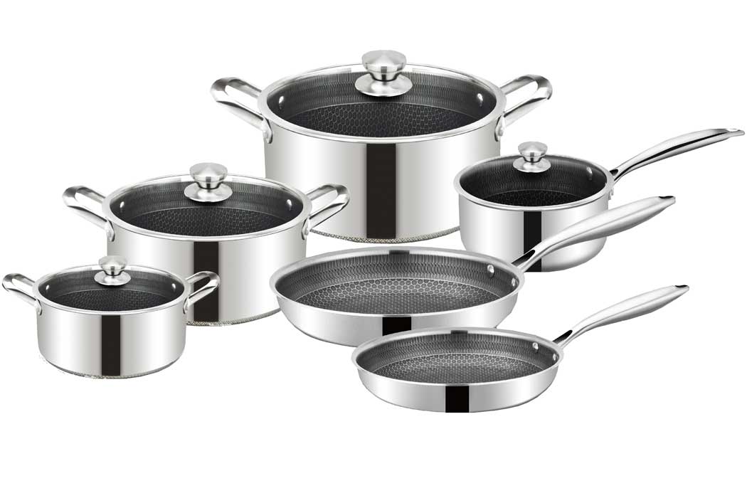 Cheffinger Pannenset - 10 - delig - RVS - Honingraat - Inductie - TEKZEN