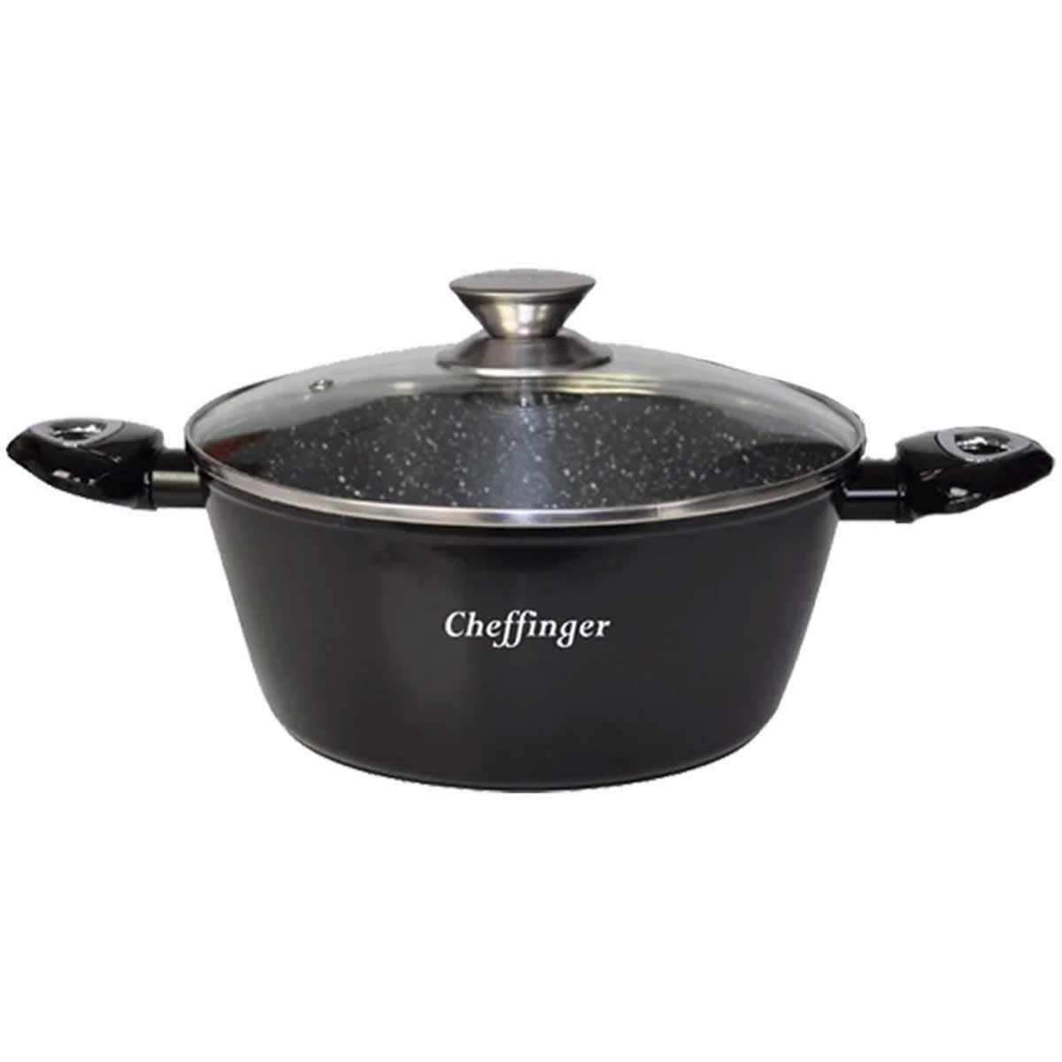 Cheffinger Pannenset - 10 - delig - Zwart - Inductie - Met Glazen Deksels - TEKZEN