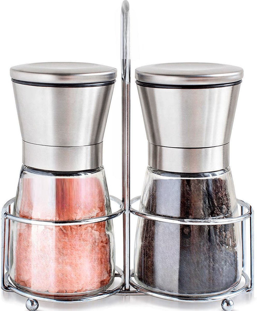 Cheffinger Pepermolen en Zoutmolen Set - Set van 2 - RVS - 170ml - TEKZEN