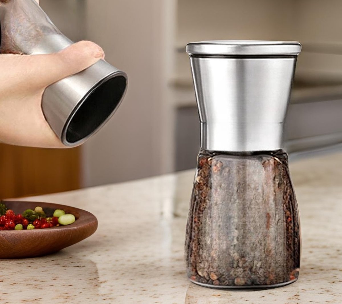 Cheffinger Pepermolen en Zoutmolen Set - Set van 2 - RVS - 170ml - TEKZEN
