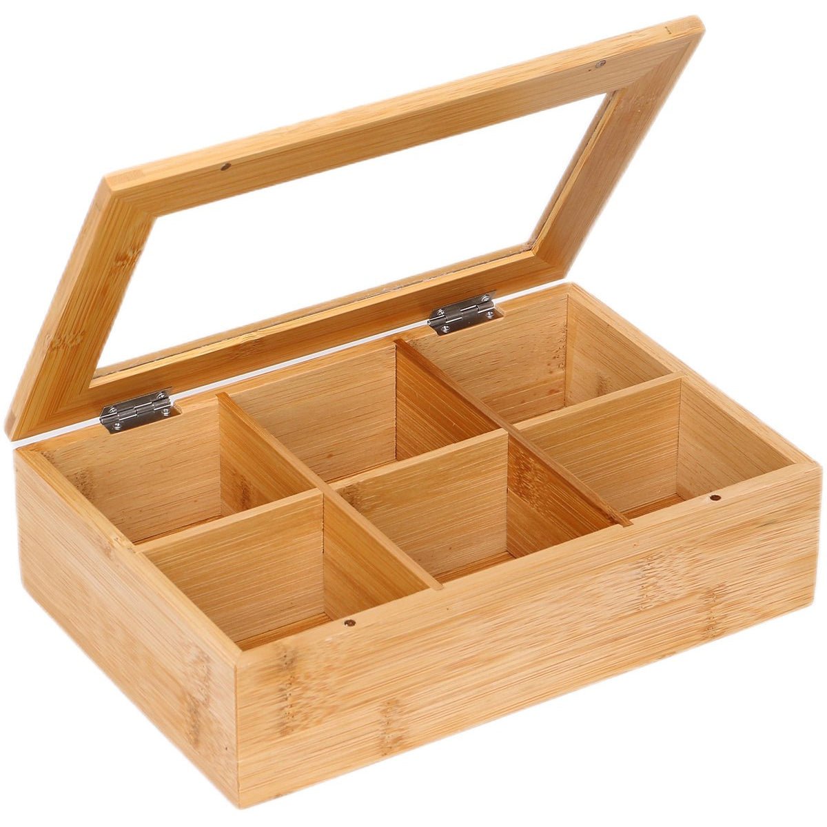 Cheffinger Theedoos 6 Vaks - Ruime Vakken voor Pickwick, Pukka, Twinings, Clipper - Theekist - Bamboe - TEKZEN