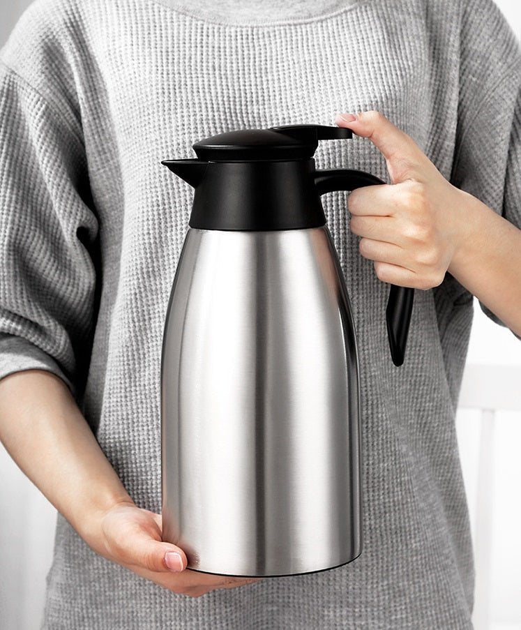 Cheffinger Thermoskan 2 Liter Zilver - RVS Inox - Themosfles - Isoleerkan - TEKZEN