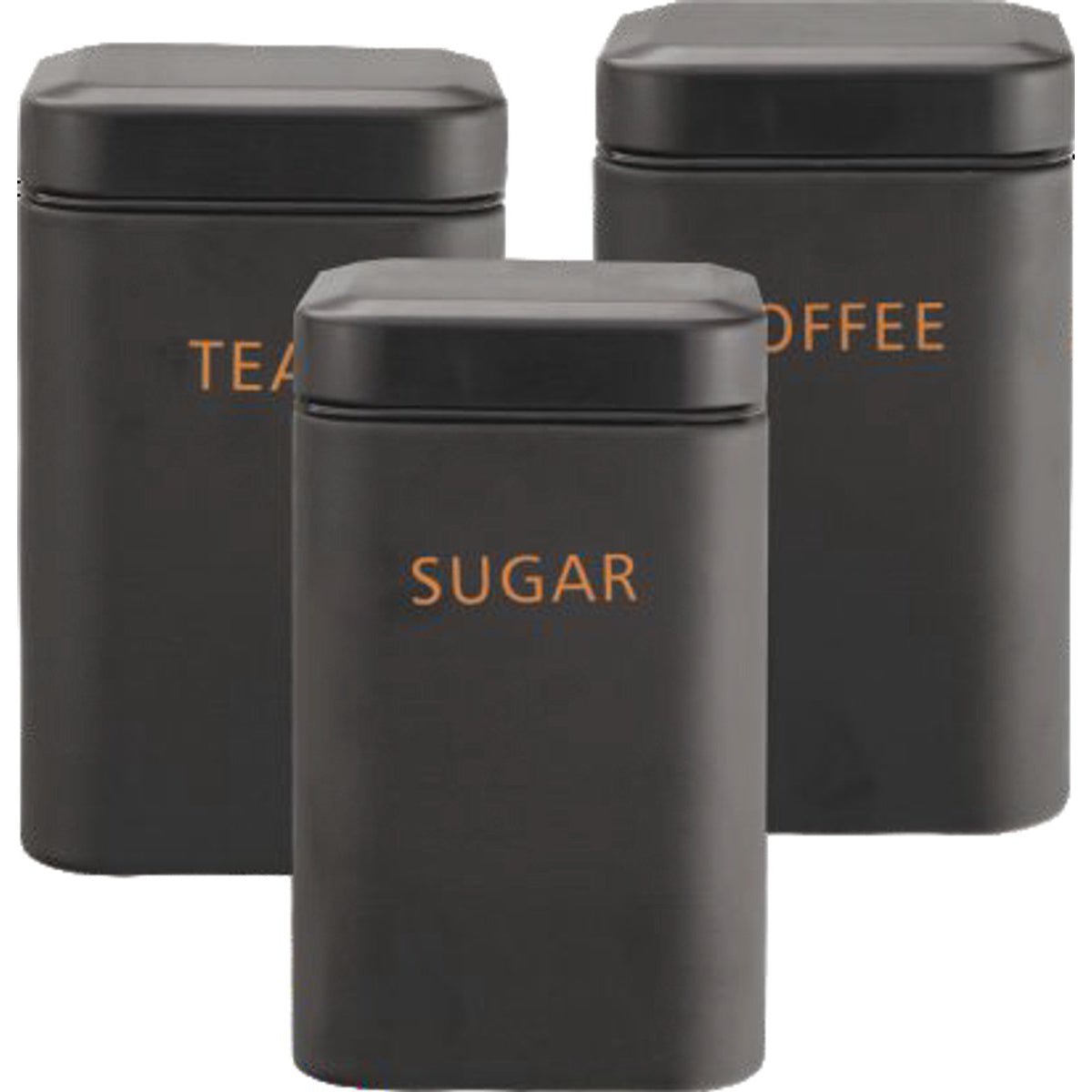 Cheffinger Voorraadbussen - Zwart - Koffie, Thee en Suiker - TEKZEN