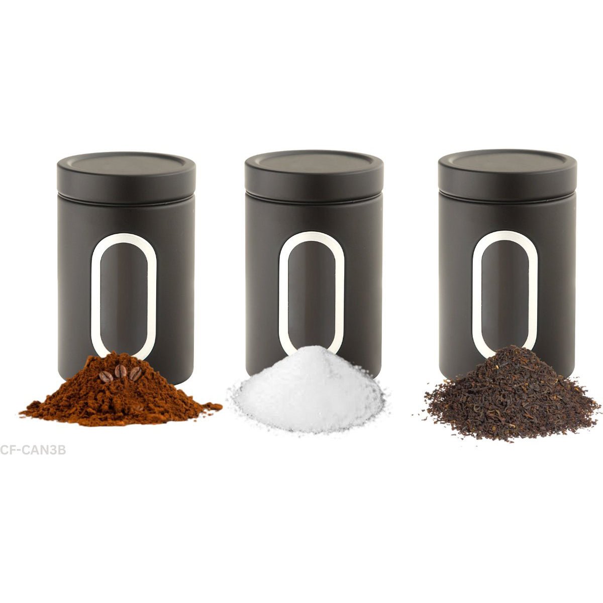 Cheffinger Voorraadbussen - Zwart - Koffie, Thee en Suiker - TEKZEN