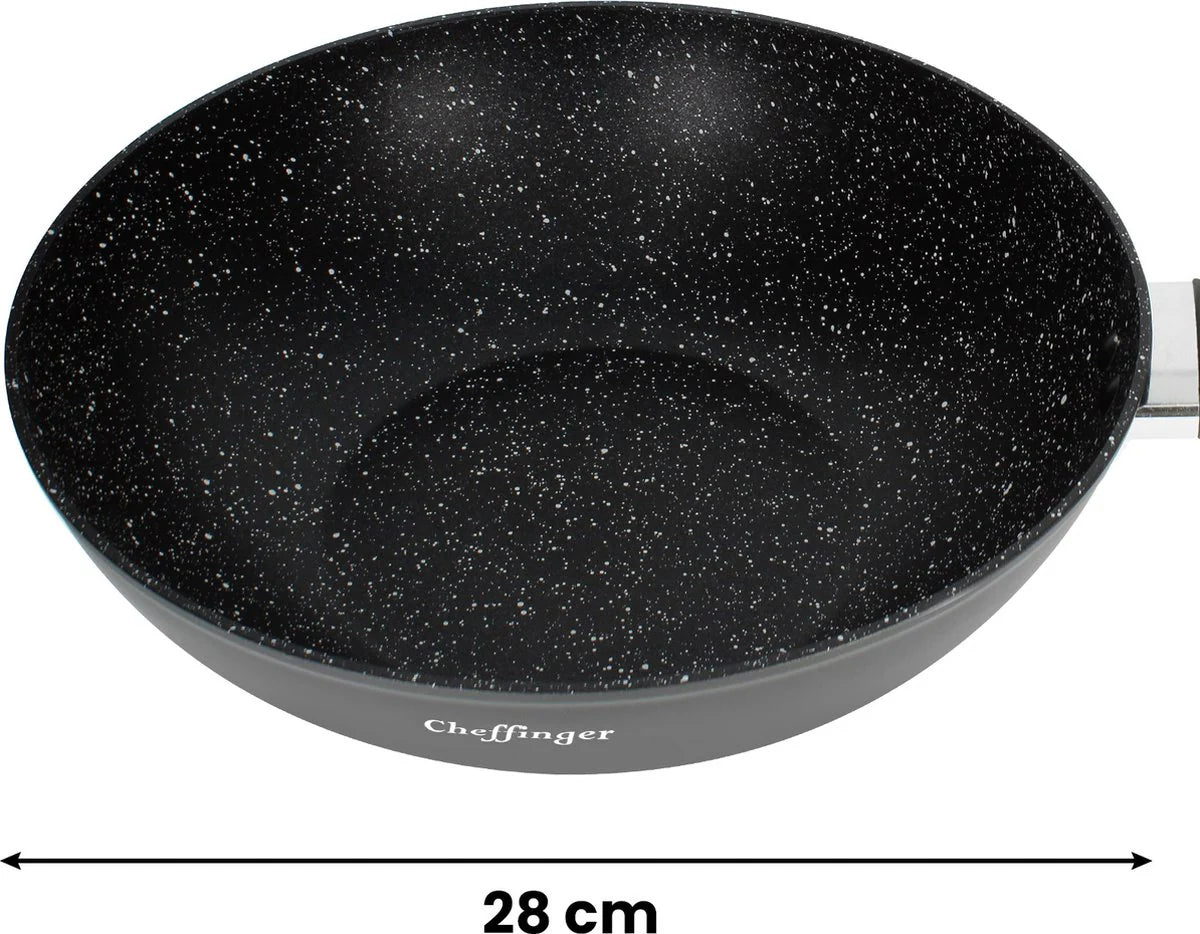 Cheffinger Wokpan met Deksel - 28cm - Inductie - TEKZEN