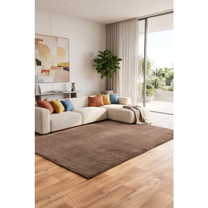 Cinar Carpets Liva F038A - Vloerkleed Bruin - 13 mm