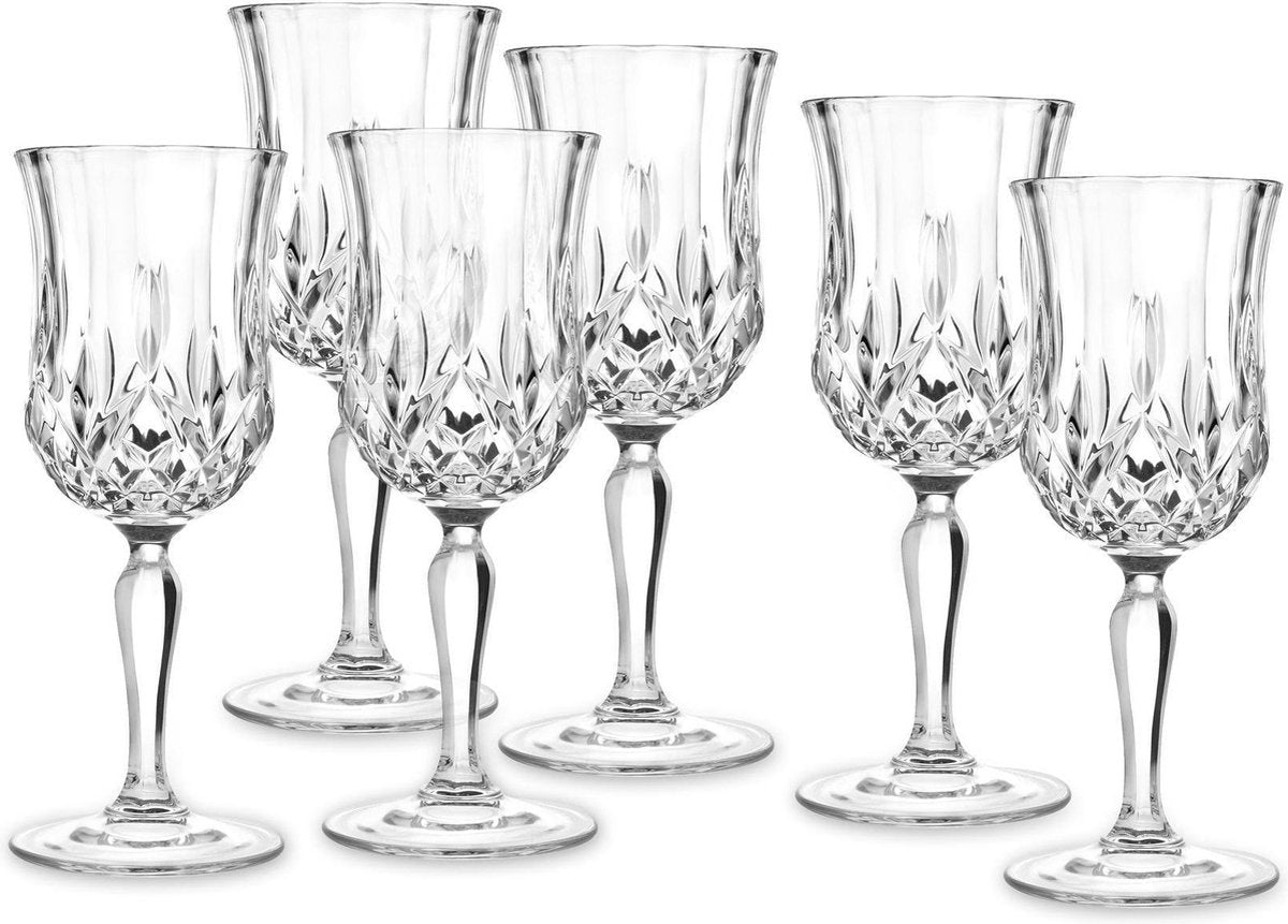 Cinar Luxe Wijnglazen - 6 Stuks - 200ml - Likeurglas - Borrelglas - TEKZEN