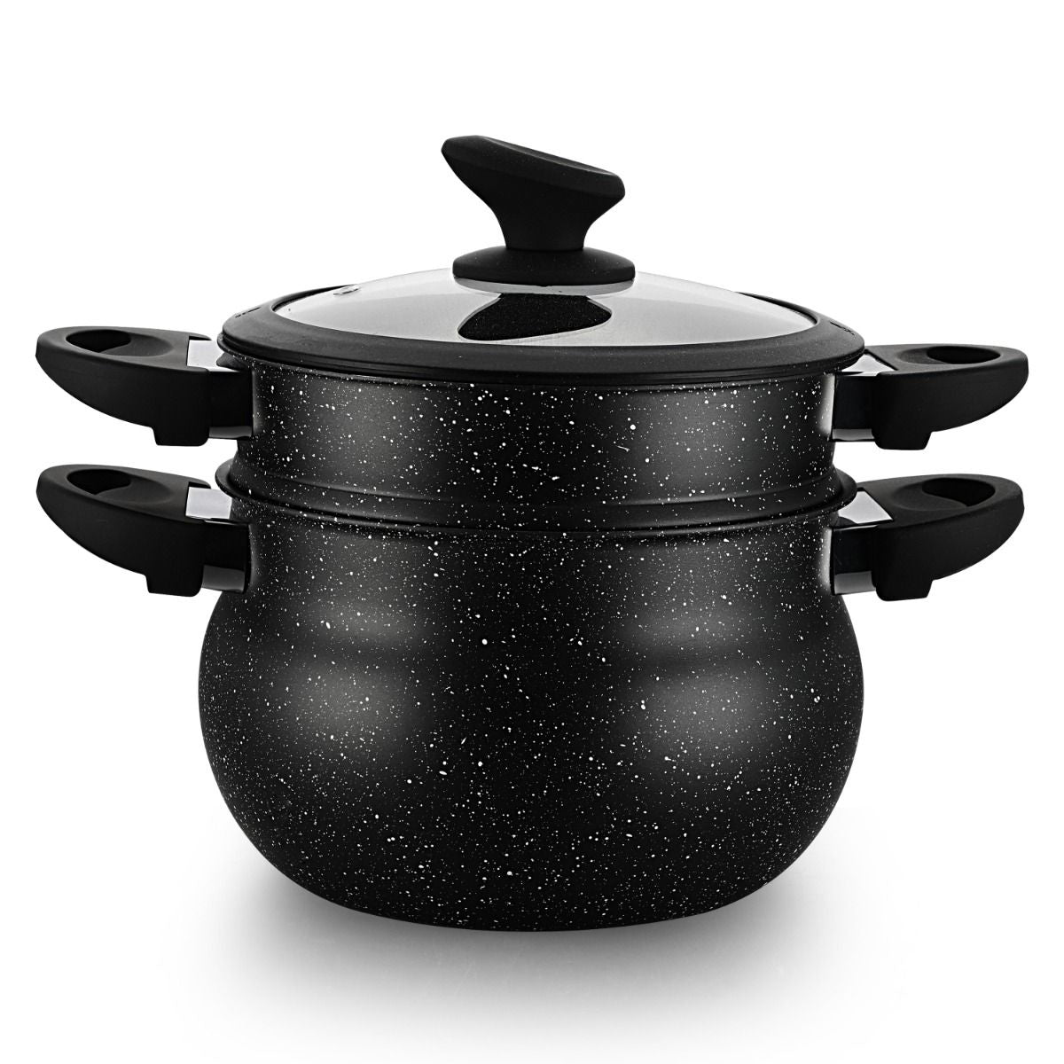 Ferveo Sahra Couscouspan - 15 Liter - 30 cm - Inductie geschikt - Stoompan - Zwart - TEKZEN