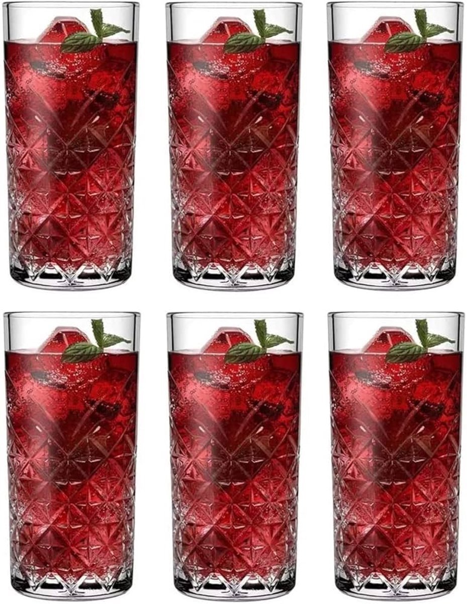 Glozini Bern - Longdrinkglazen - Set van 6 - 270ml - Diamond Touch - design - TEKZEN