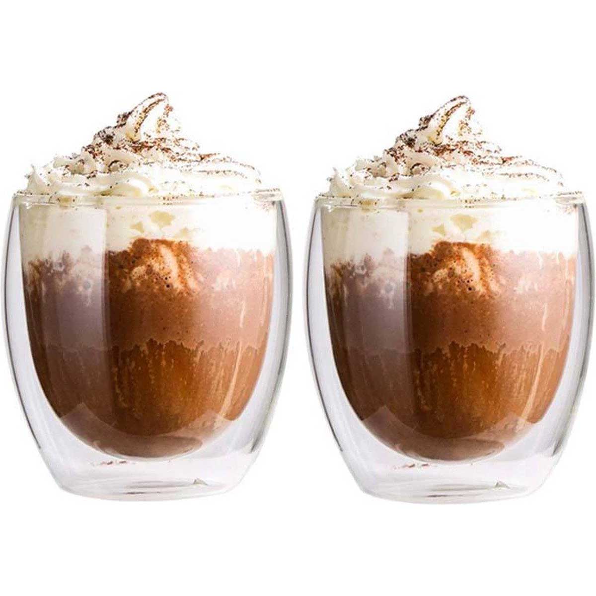 Glozini Dubbelwandige Glazen - 250 ml - Set van 2 - Koffieglazen - Theeglas - Cappuccino Glazen - Latte Macchiato Glazen - TEKZEN