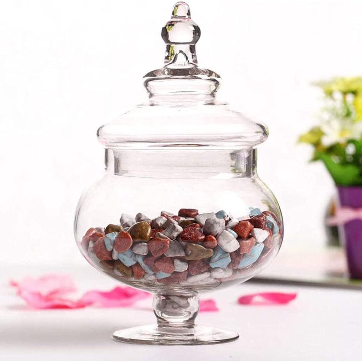 Glozini Glazen Snoeppot met Deksel - 27cm - TEKZEN