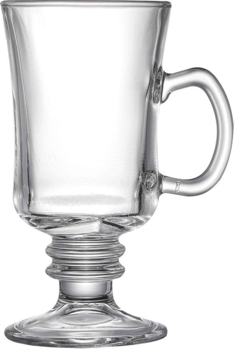 Glozini Irish Coffee Glazen met Oor - 250ml - Set van 6 - Latte Macchiato Cappuccino Glazen - Koffieglazen - TEKZEN