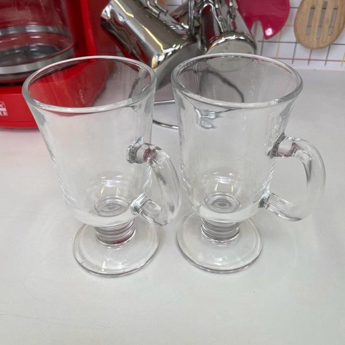 Glozini Irish Coffee Glazen met Oor - 250ml - Set van 6 - Latte Macchiato Cappuccino Glazen - Koffieglazen - TEKZEN