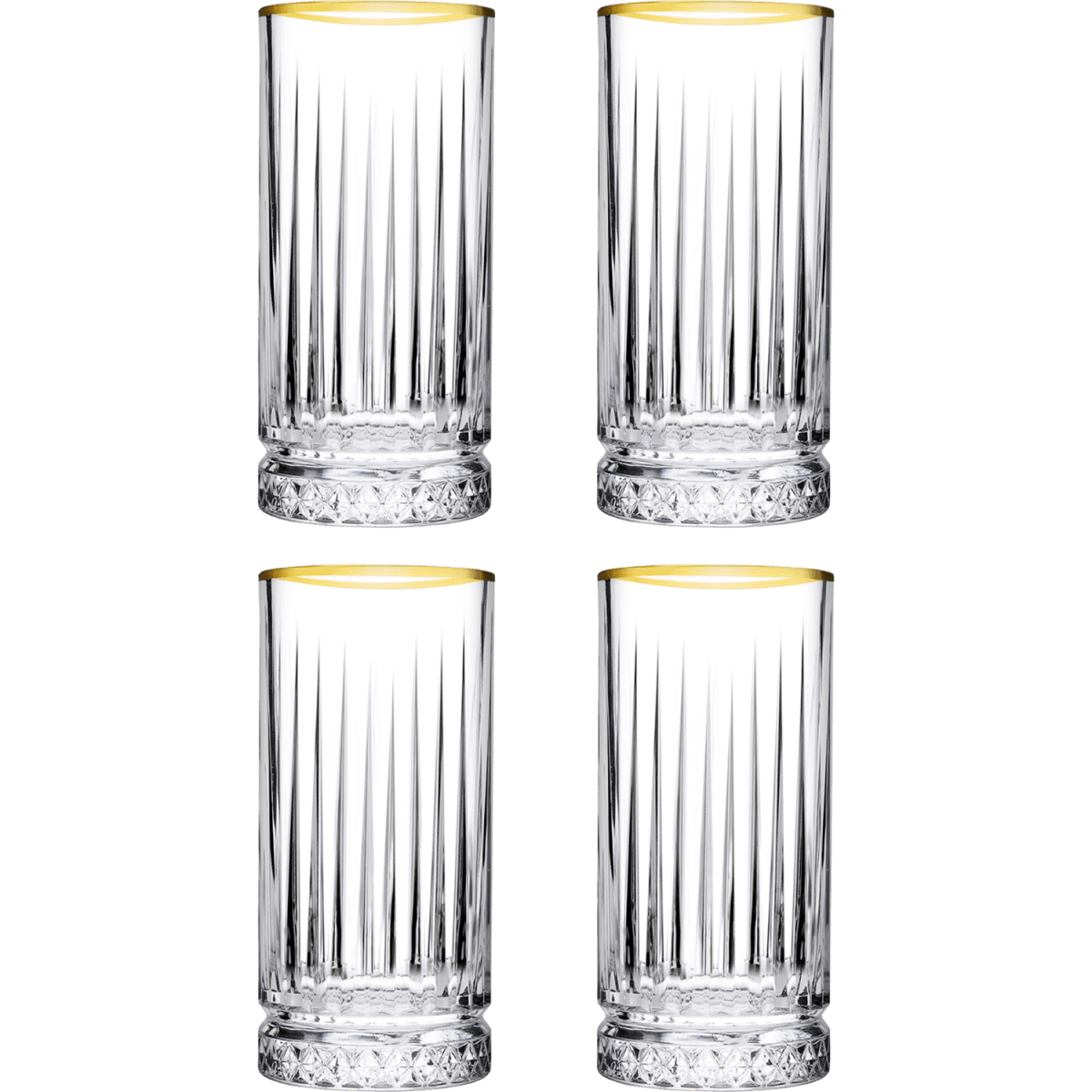 Glozini Longdrinkglas met Gouden Rand - Set van 4 - Ribble Glas - TEKZEN