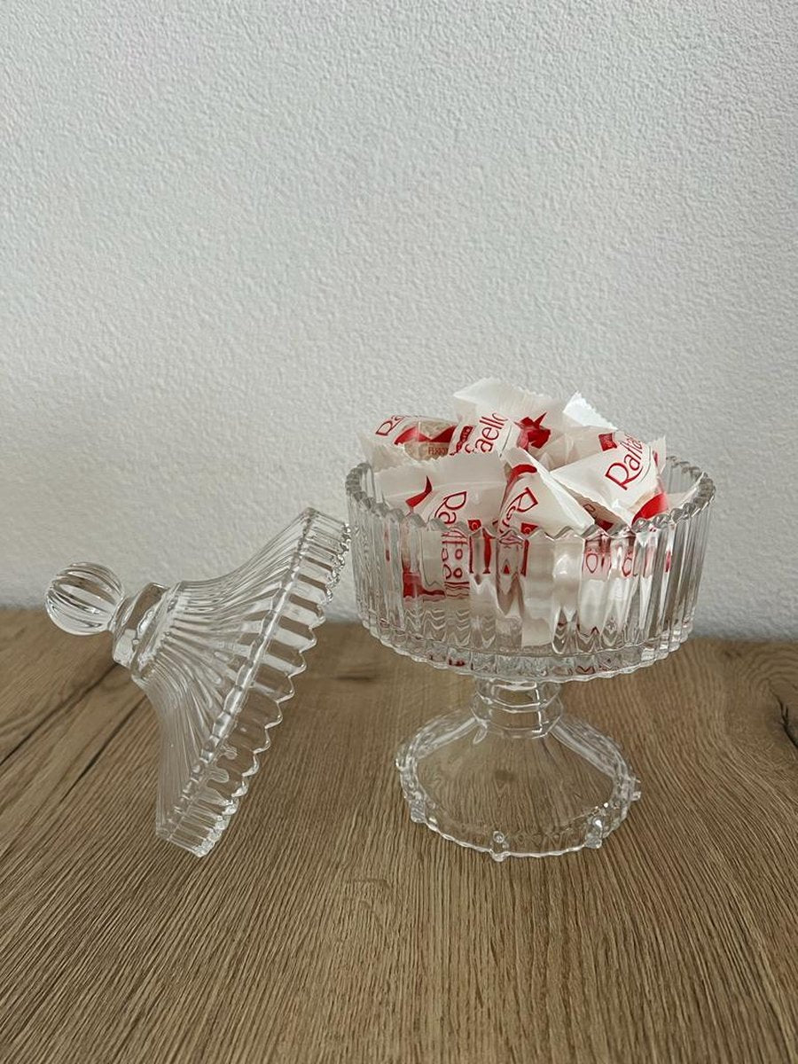 Glozini Luxe Glazen Snoeppot op Voet - Voorraadpot - Snoepschaal - Bonbonnière - TEKZEN