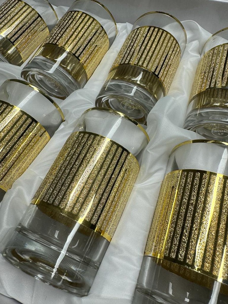 Glozini - Marokkaanse Theeglazen - Goud - Set van 12 Glazen - 178ml - Thee & Koffieglazen - TEKZEN