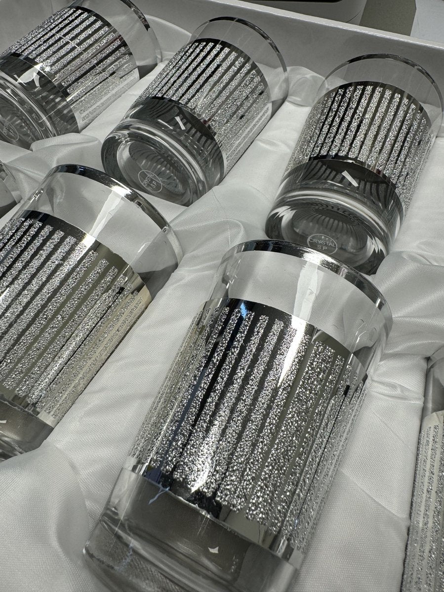 Glozini - Marokkaanse Theeglazen - Zilver - Set van 12 Glazen - 178ml - Thee & Koffieglazen - TEKZEN