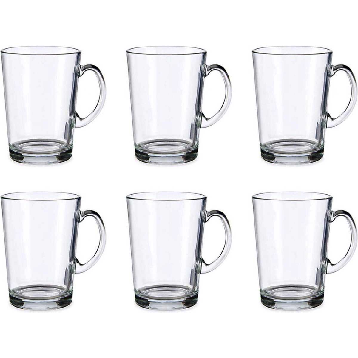Glozini Theeglazen Set - 6 Stuks - 200ml - Theeglas - Theekopjes - Theeglazen met Oor/Handvat - TEKZEN