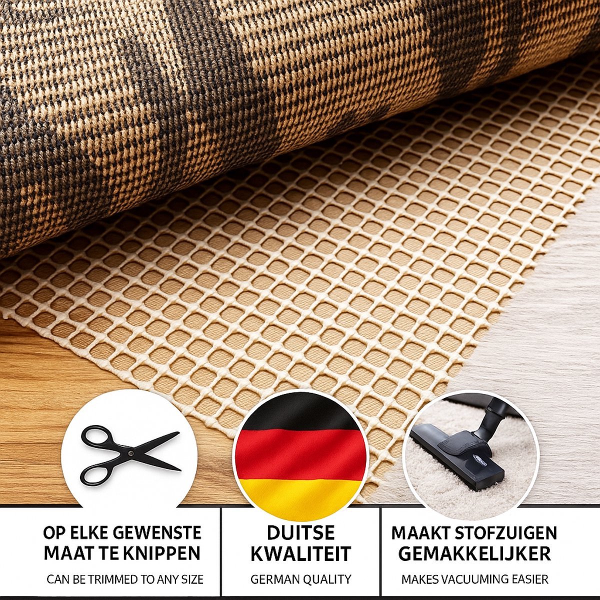 Hauskraft Anti - Slip Ondertapijt - 80x300 cm - Antislip Mat voor Tapijt of Vloerkleed - Voorkomt Glijden op Harde Vloeren - TEKZEN