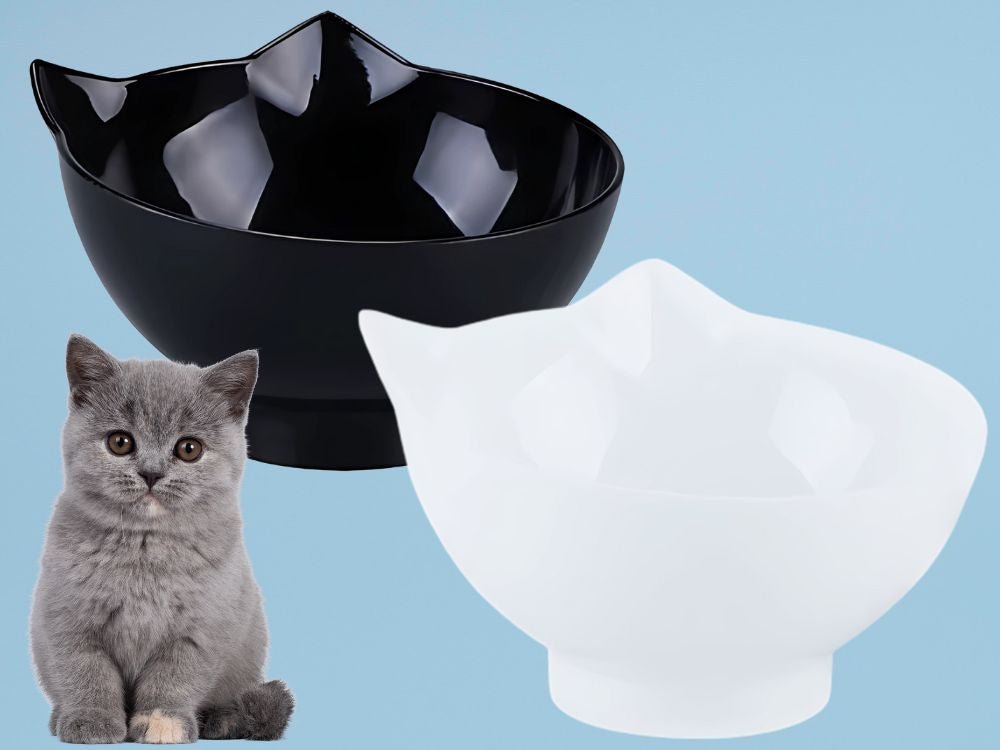 Hauskraft Dubbele Voerbak - Zwart/Wit - 25x13x13cm - Voor Hond & Kat - TEKZEN