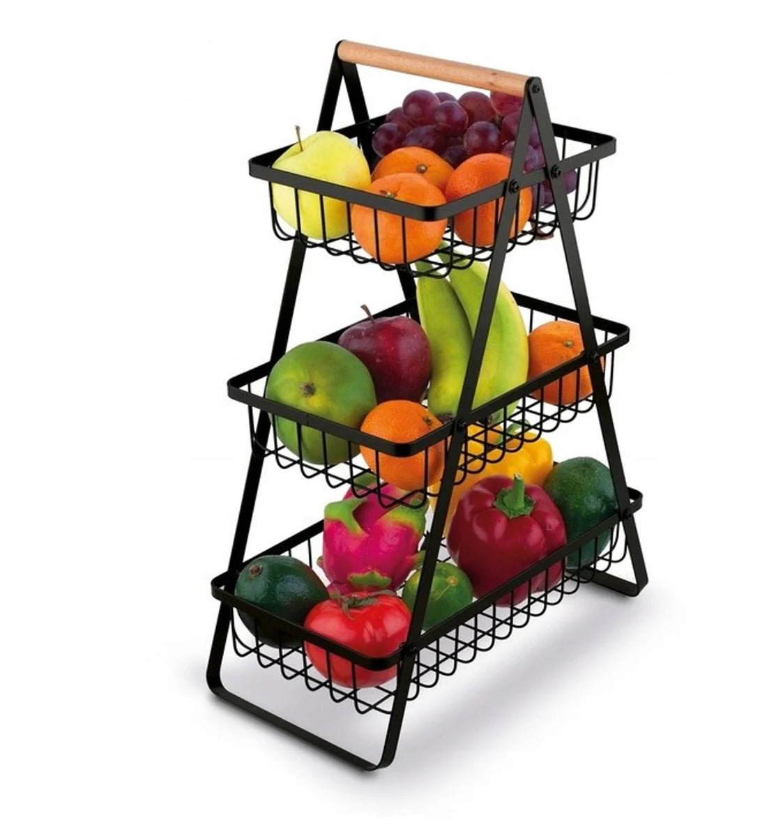 Hauskraft Etagère - 3 Laags - Zwart - Fruitmand - Metaal - Etagère - Decoratie Schaal - Fruitschaal - TEKZEN