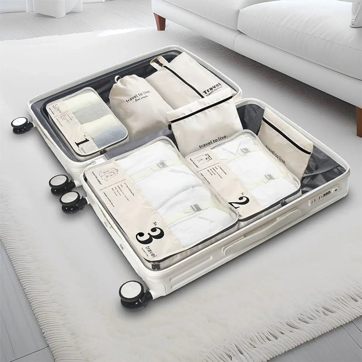 Hauskraft Packing Cube - 7 - delig - Zwart - Koffer Organizer Set - Backpack en Koffer - Travel Cubes - TEKZEN