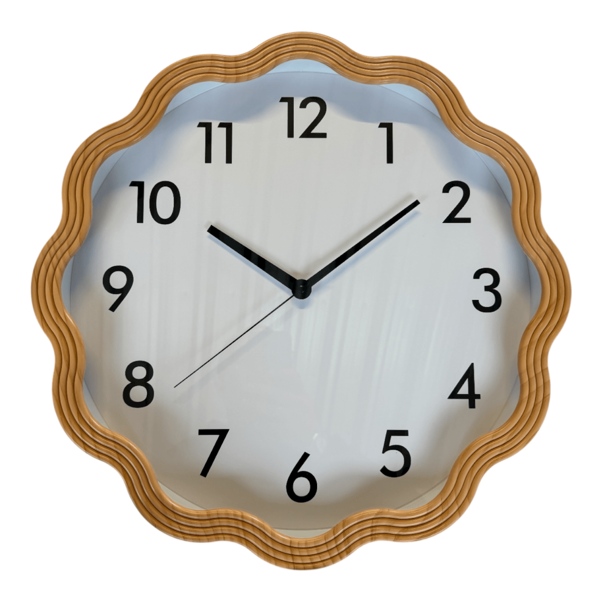 Hauskraft Wandklok - 45cm - Lichtbruin/Zwart - Decoratief Wavy Klok met Geschulpte Rand - TEKZEN