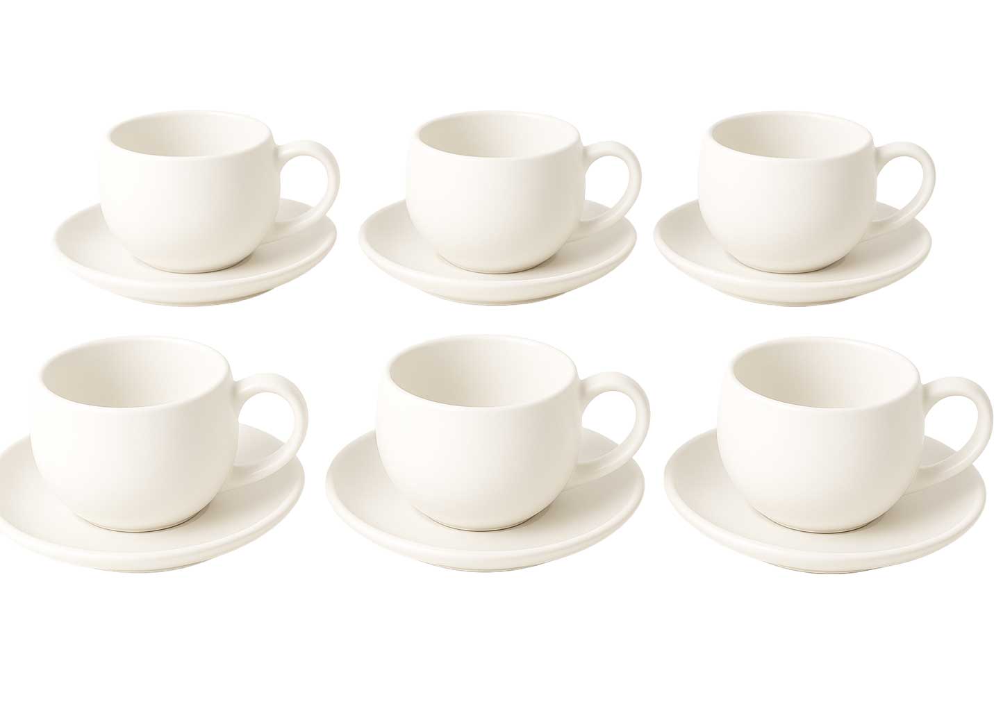 Almina Lissa Bonna - Espressoset - 12-delig - Wit - 120ml - Porselein - Koffiekopjes