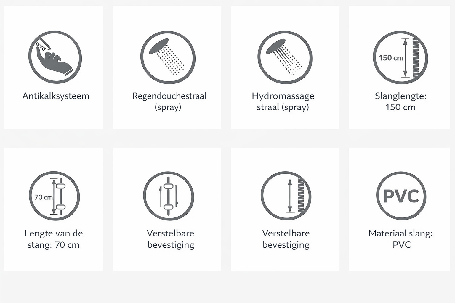 Kuchinox Doucheset Cento - Mat Zwart - 3-standen Douchekop - Verstelbaar - 70cm