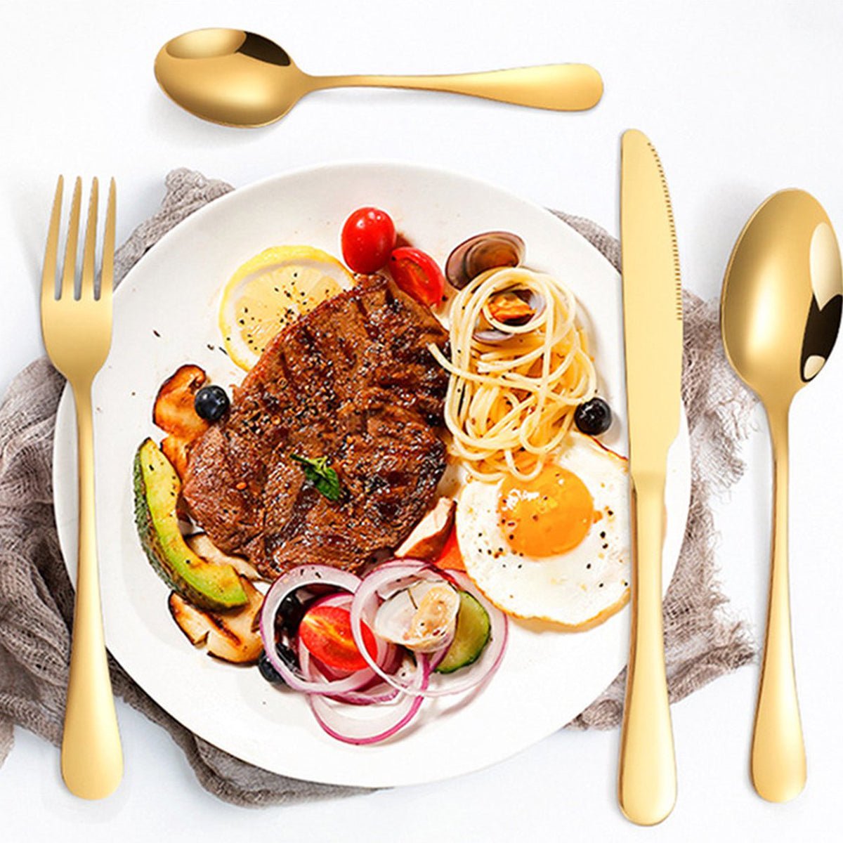 Kadirelli Bestekset - 24 - delig - Goud - 6 - Persoons - TEKZEN