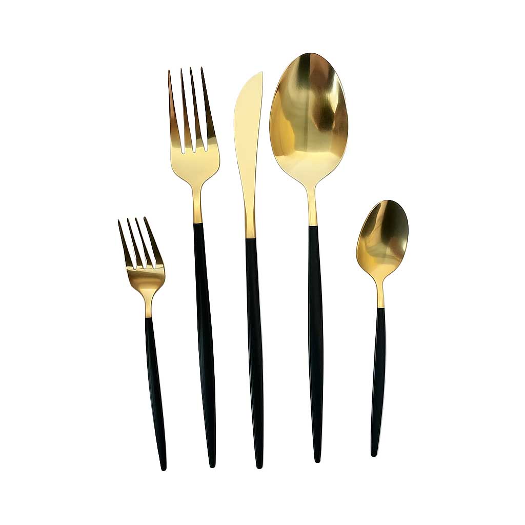 Kadirelli Bestekset - 30 - delig - Goud/Zwart - Roestvrij Staal - Voor 6 Personen - TEKZEN