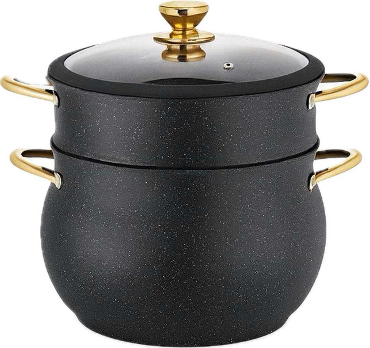Kadirelli Couscous Pan met Deksel - Ø24cm - Zwart/Goud - Stoompan - TEKZEN