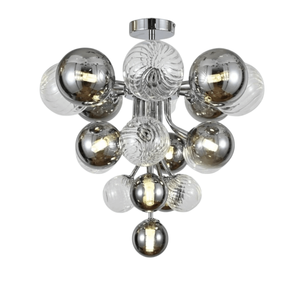 Kadirelli Industriële Plafondlamp - 10x G9 - 40W - Kroonluchter - Hanglamp - Luxe Chrome Smoked Clear Lamp - TEKZEN