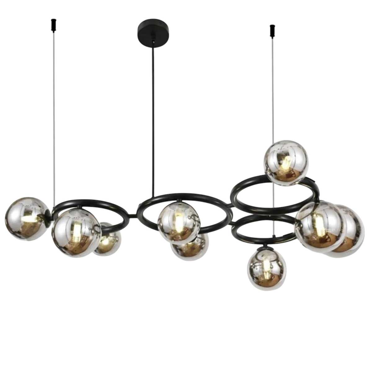 Kadirelli Industriële Plafondlamp - 9x G9 - 40W - Kroonluchter - Hanglamp - Luxe Zwart Smoked lamp - TEKZEN