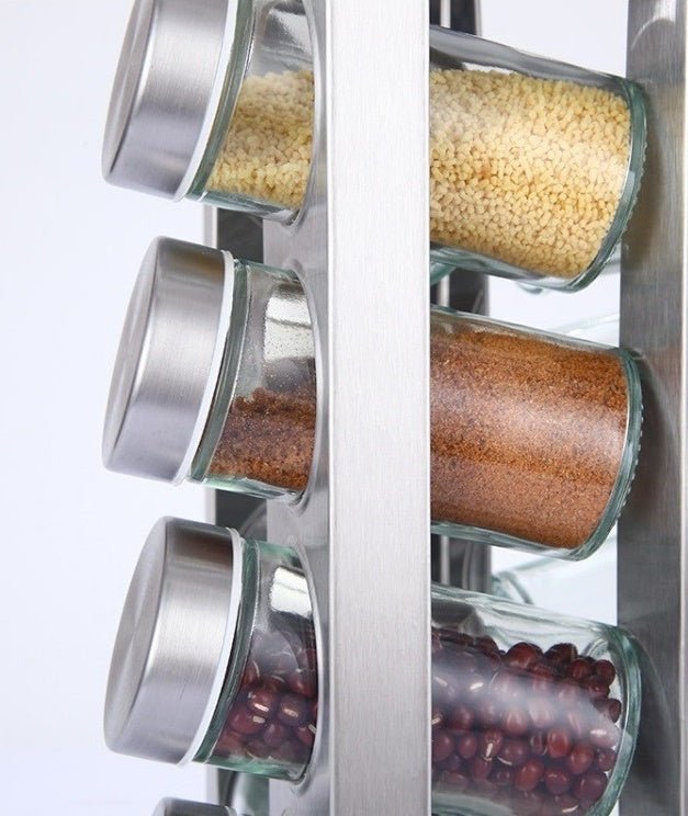 Kadirelli Kruidenrek – 16 kruidenpotjes – 360° draaibaar – Zilver - Kruidencarrousel - TEKZEN