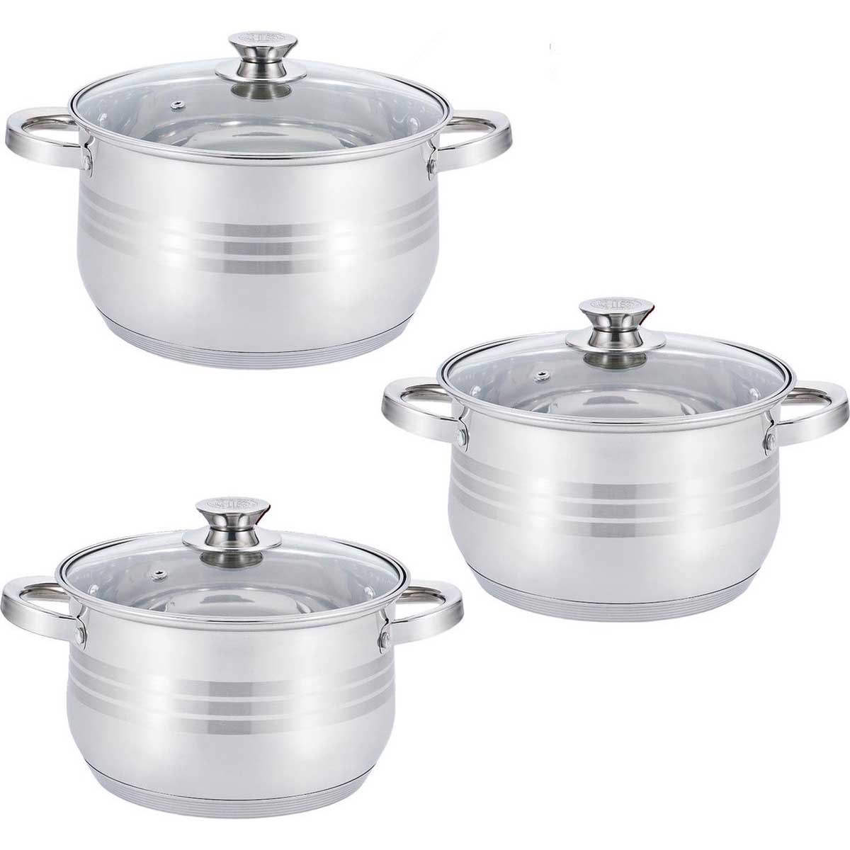 Kadirelli Pannenset met Glazen Deksel - 12 - delig - RVS - Inductie - Zilver - TEKZEN